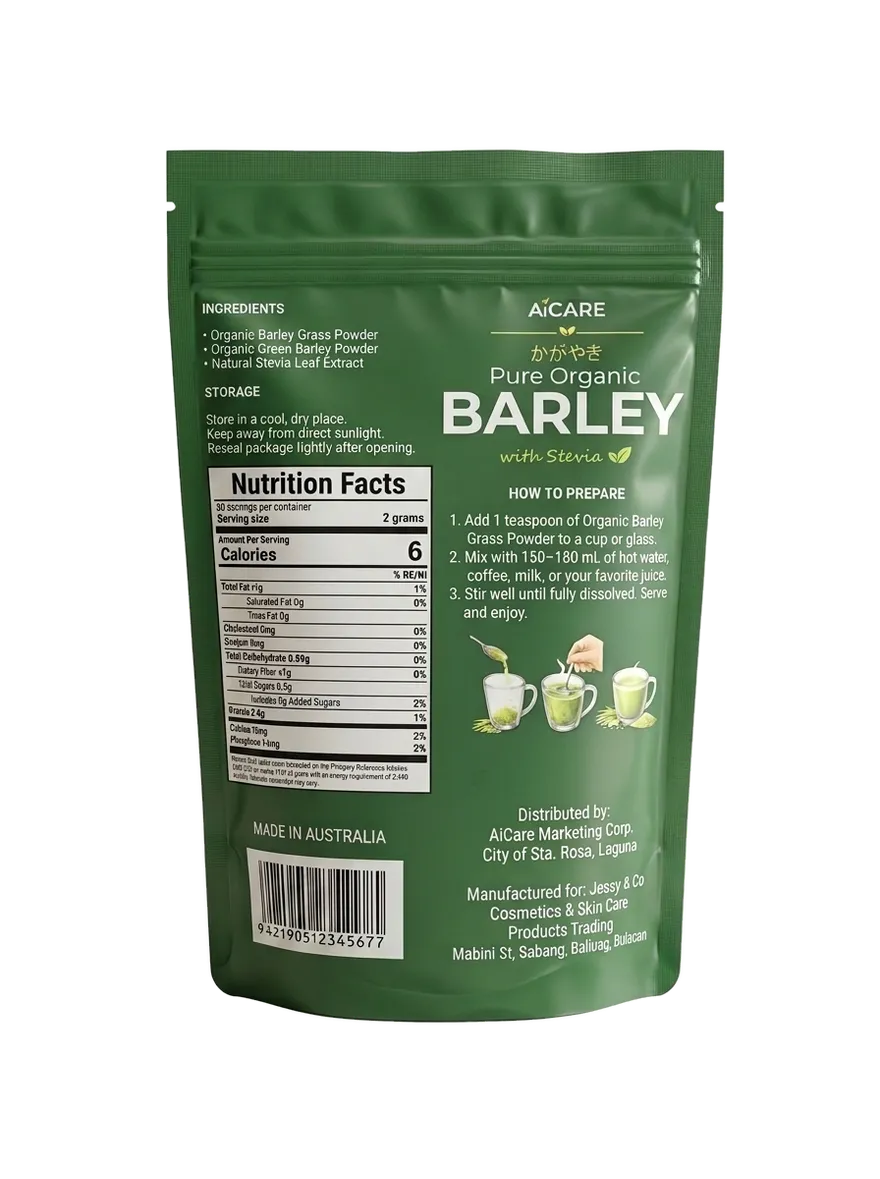 Back of pack showing ingredients, nutrition facts and preparation